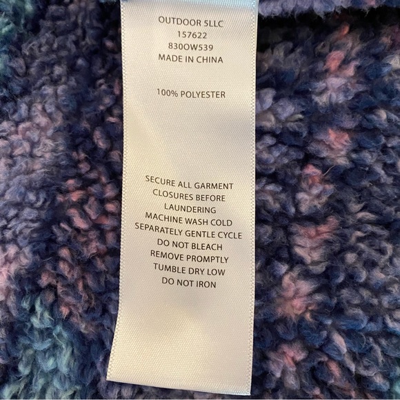 Eddie Bauer Girls Full Zip Fleece Jacket Hood Cozy Large Size 14/16 Purple Blue - Picture 9 of 14